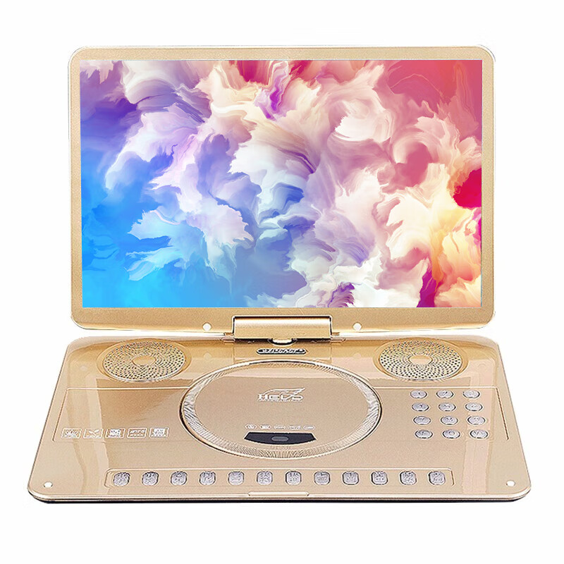 Xianke HD Portable EVD Multi-Function DVD Video Player Large Screen Outdoor DVD Player 22# Champagne Gold HD DVD Version Standard + 64G U Disk