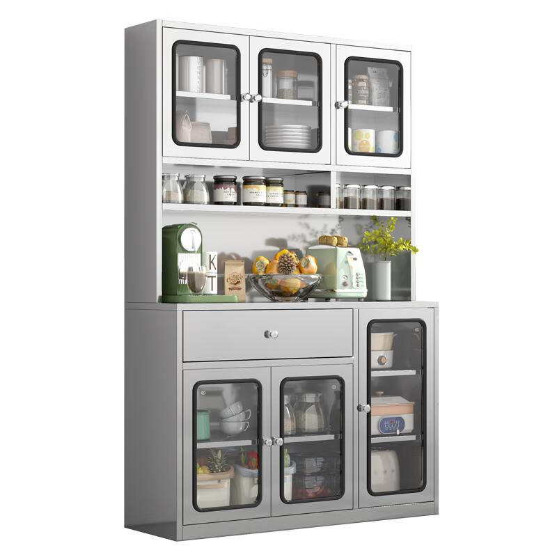 Ling Yuxun customized stainless steel sideboard home cabinet kitchen plate pots and pans storage cabinet multi-functional modern home three doors and one empty - 900 wide - tempered door 201 multi-door