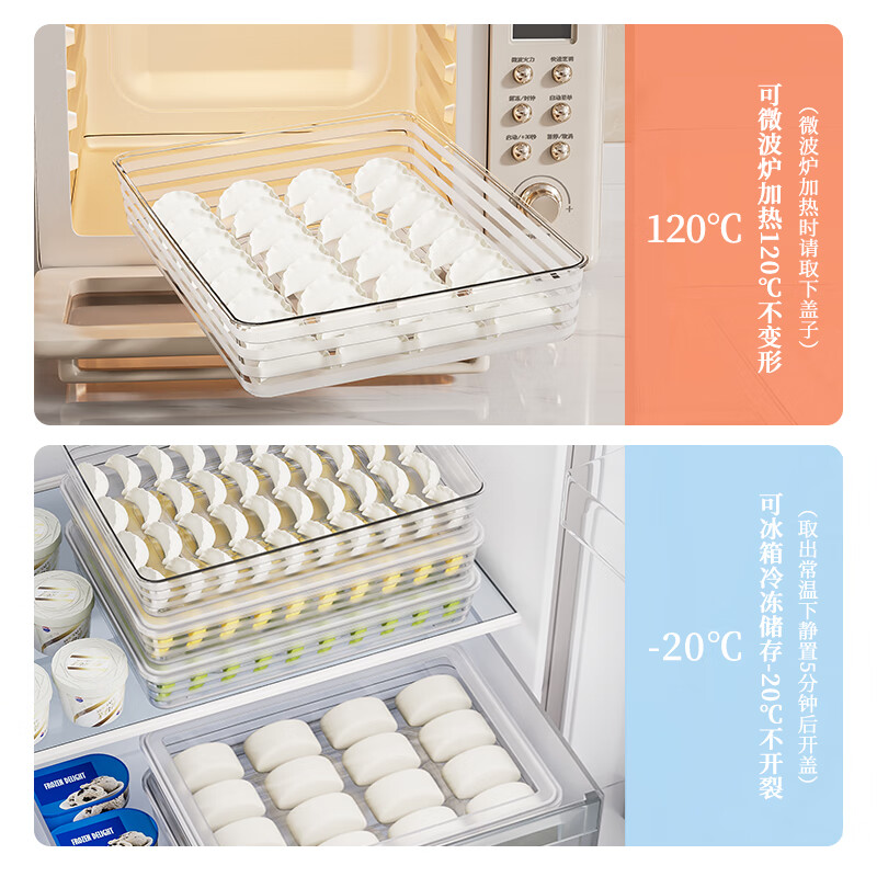Chino Dumpling Storage Box for Refrigerator Special Food Grade Frozen Dumplings and Wontons Quick Frozen Box Tray for Steamed Buns to Keep Fresh Medium Transparent 2 Layers 2 Covers Thickened Version