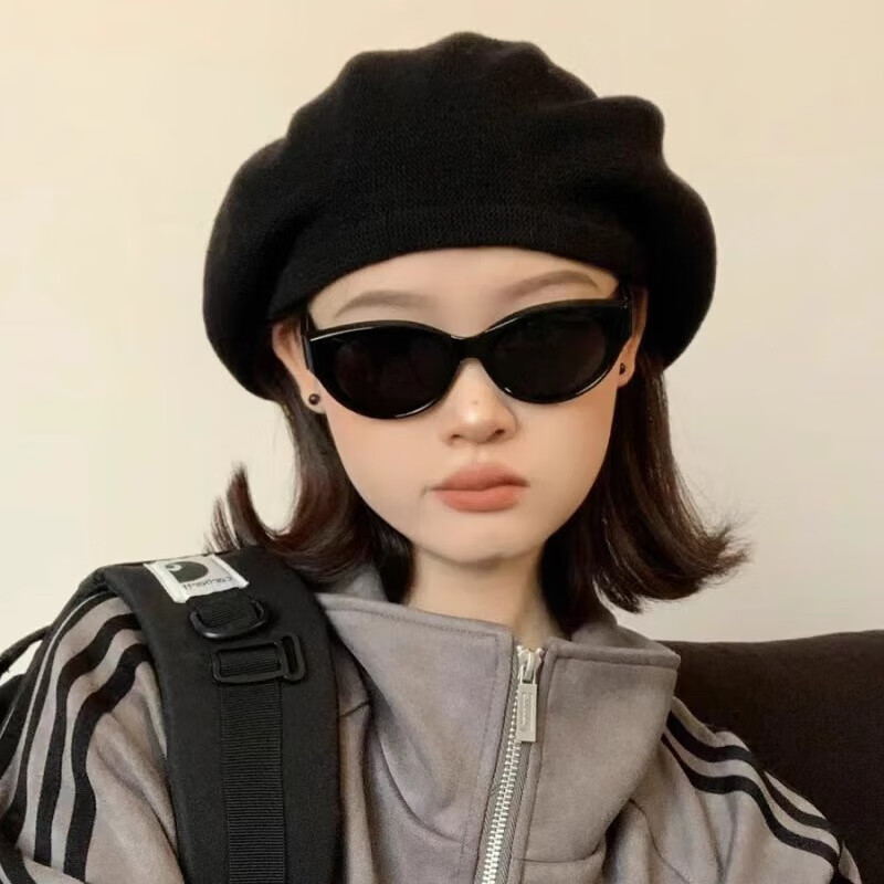 Jennie's same style sunglasses for women retro hottie cat-eye small frame gm glasses polarized anti-UV sunglasses small face gw001-smart black high-definition anti-UV