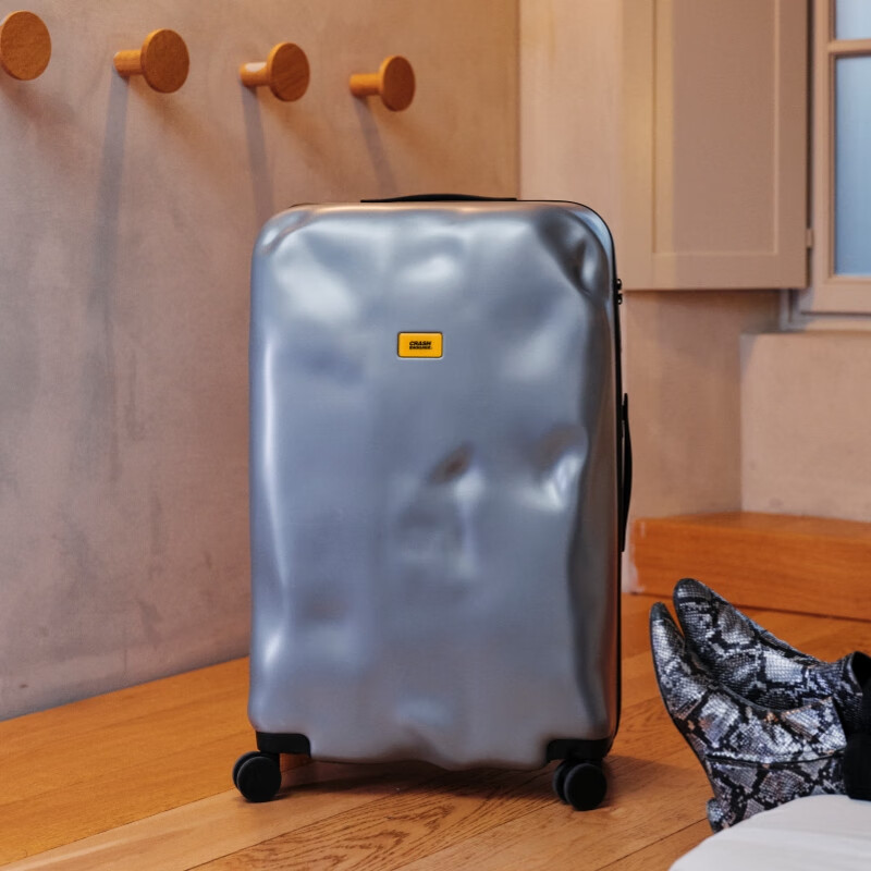 CRASH BAGGAGE Italian concave and convex luggage suitcase, boarding case, trolley case for men and women, silver 24 inches