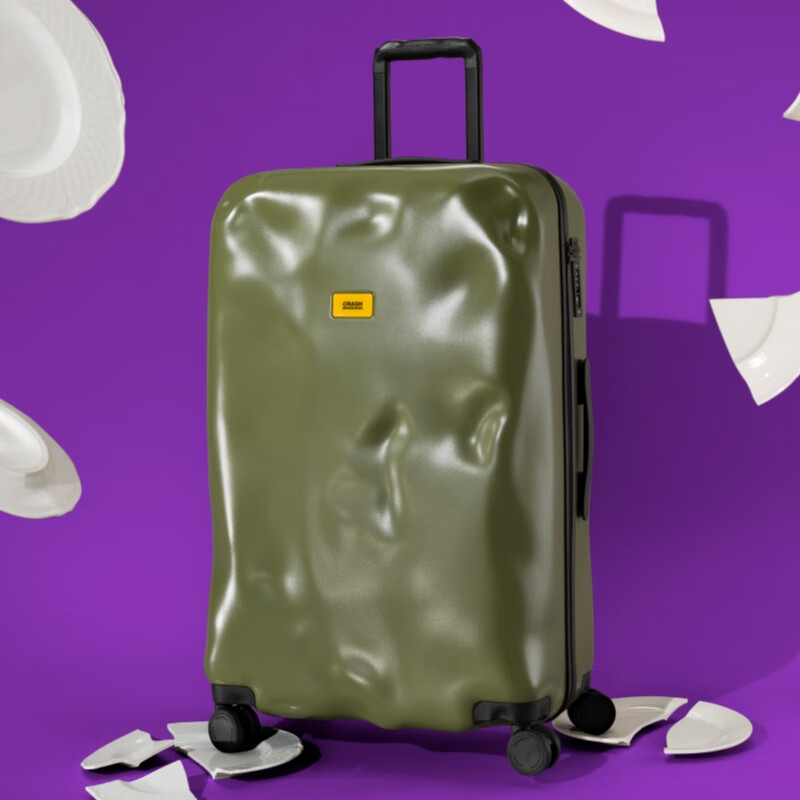 CRASH BAGGAGE Italian concave and convex luggage suitcase, boarding case, trolley case for men and women, silver 24 inches