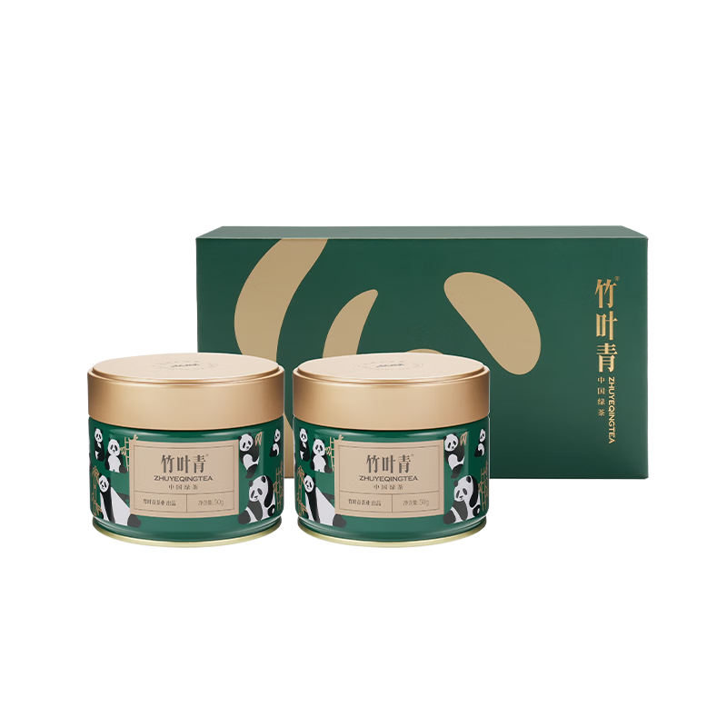 Bamboo Leaf Green Tea Emeishan 2025 Mingqian Tea Special Grade 50g*2 Souvenir Sichuan Business Card Panda Gift Box 15008