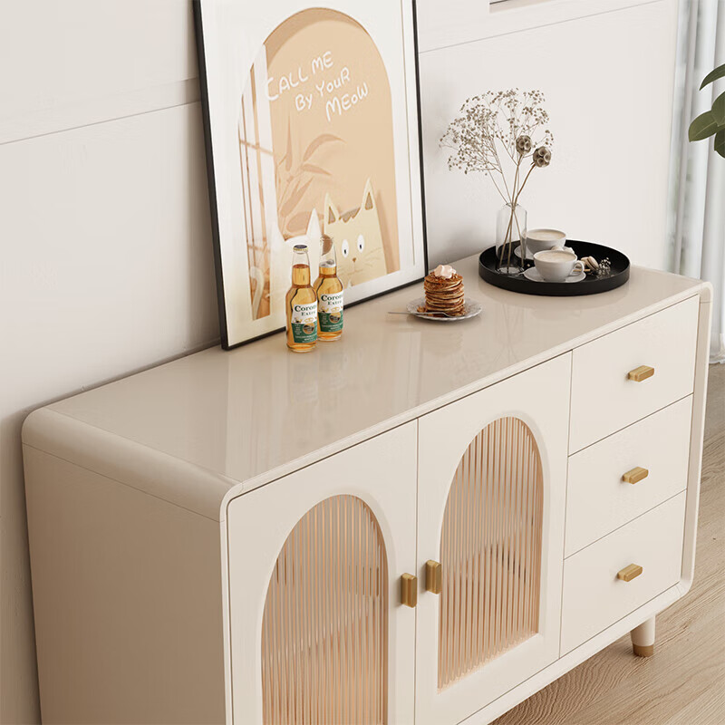 MULAN light luxury cream style foldable dining table and sideboard integrated modern simple small apartment multi-functional storage cabinet dining table MZY dining table cabinet-120*40*73