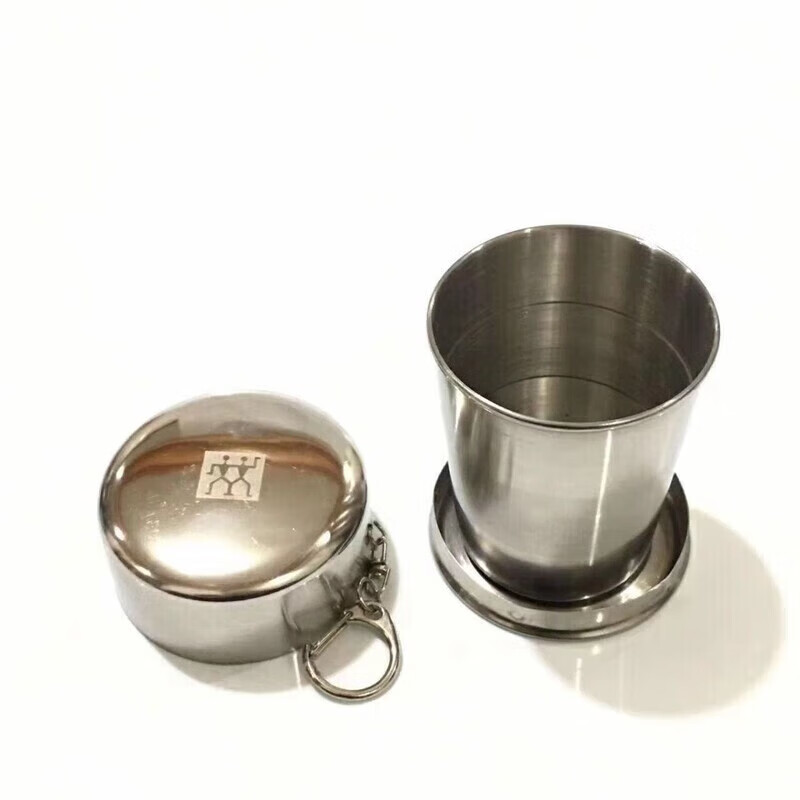 Zwilling (ZWILLING) German stainless steel telescopic cup portable folding cup wine glass portable folding water cup camping water handle one 1ml 150ml folding cup