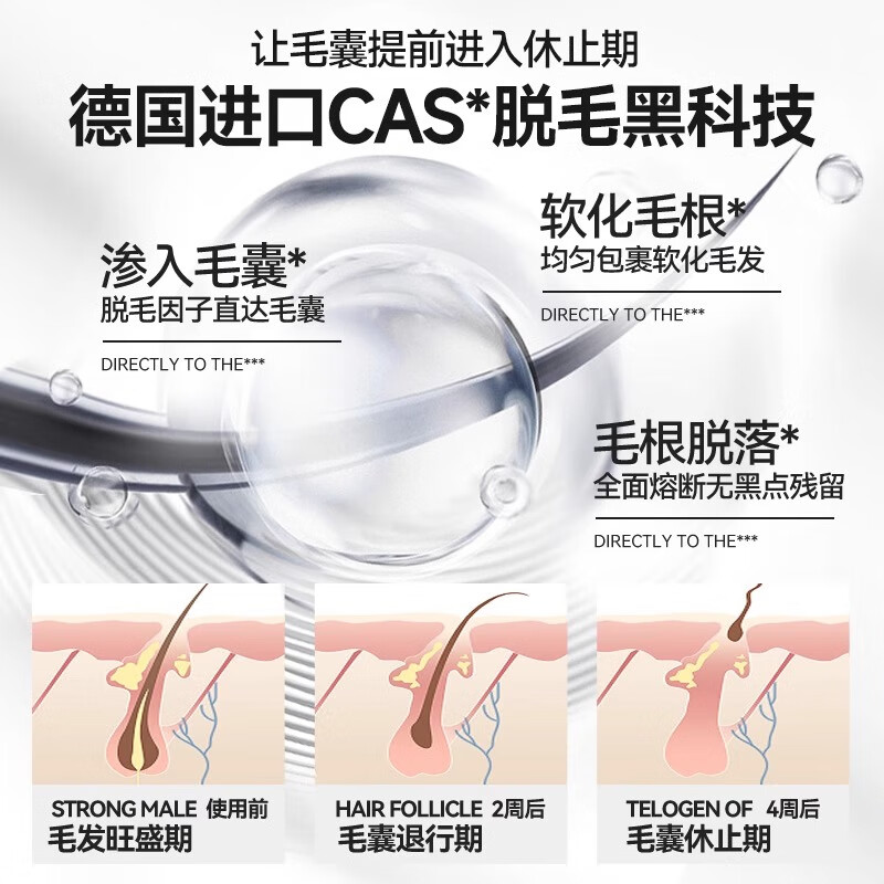 Pozitilan Men's Hair Removal Cream Gentle hair removal for underarms and private areas, body and limbs, non-permanent root removal 200g