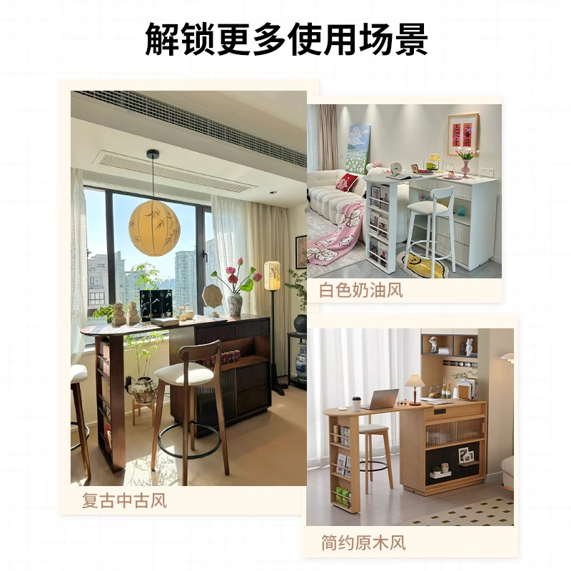 Winter wood solid wood bar table living room balcony household wine cabinet retractable all-in-one solid wood sideboard small apartment island table walnut color double-sided bar + dining table - width 50 - installation included