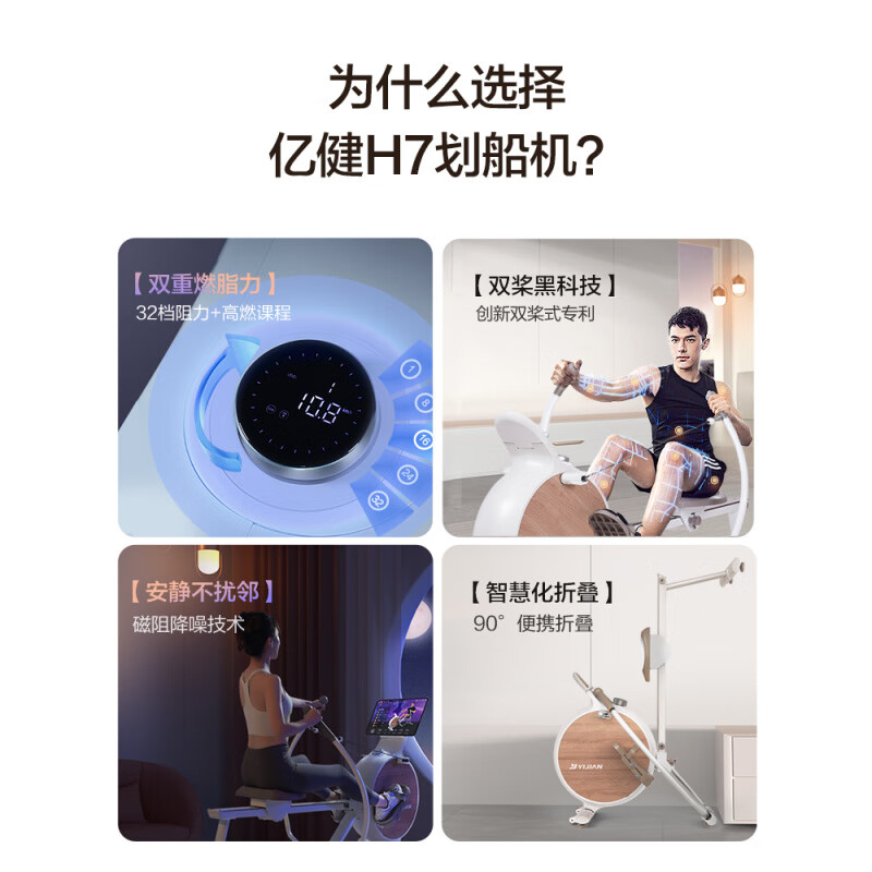 Yijian rowing machine home fitness equipment foldable smart magnetically controlled indoor super non-water resistance rowing machine exclusive version--electromagnetic control plug-in--/32 gears
