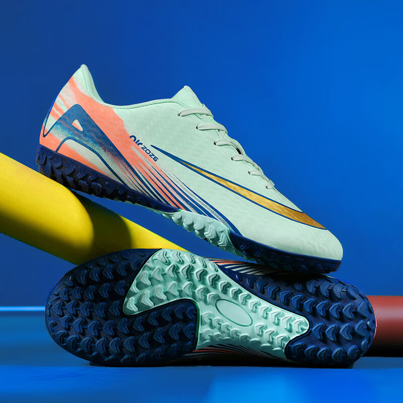 WEJIESS Football Shoes Broken Nails TF Nails Training Competition Sneakers Men's and Women's Adults Children Primary and Secondary School Students High School Entrance Examination Sports Shoes Light Moon Color Broken Nails 42 Socks + Guards + Shoe Bags