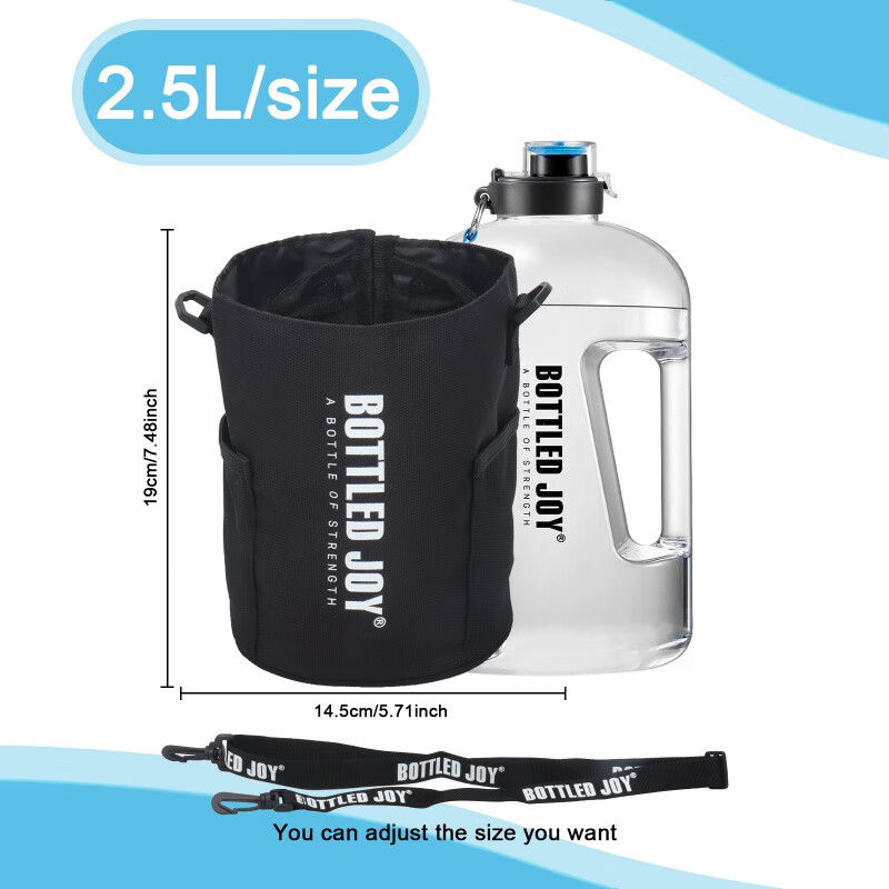 TMJD MISS ton bucket cup set ton ton diagonal cup set large water cup backpack heat insulation anti-scalding super large capacity ton cup bag black suitable for 1L capacity