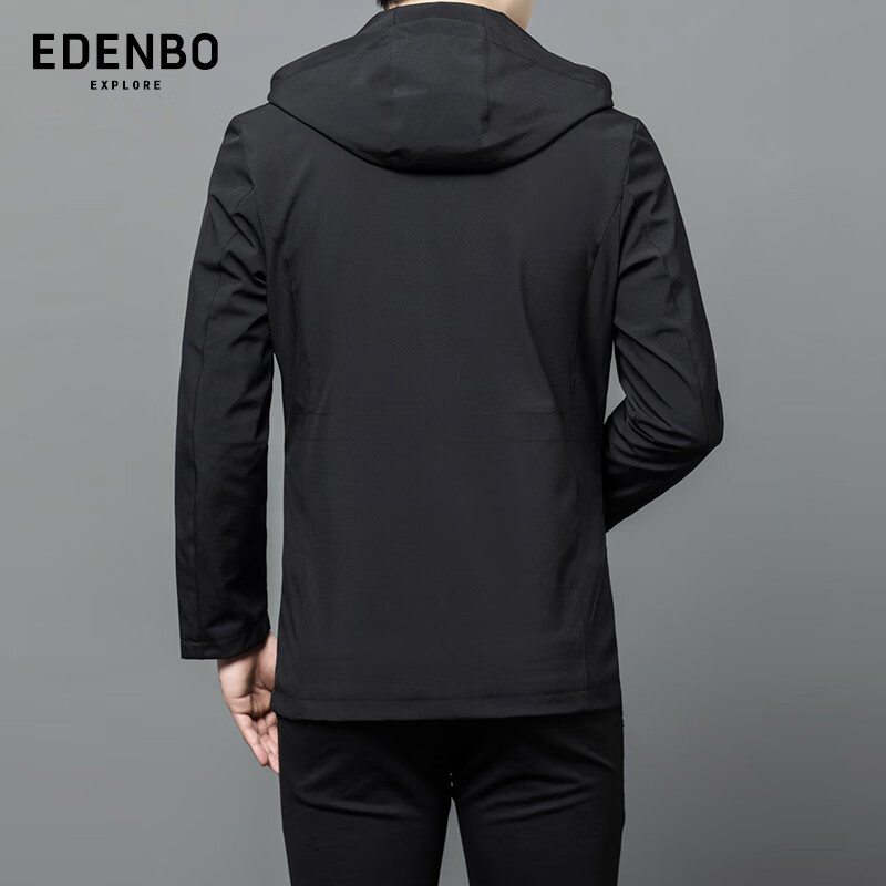 Attenborough Men's Casual Hooded Jacket Men's Autumn and Winter Jacket Windproof Jacket Black - Upgraded Model 175/92A (XL)