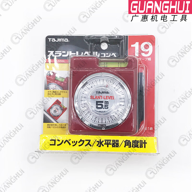 TAJIMA 5-meter multi-functional steel tape measure with level and angle meter 19-50