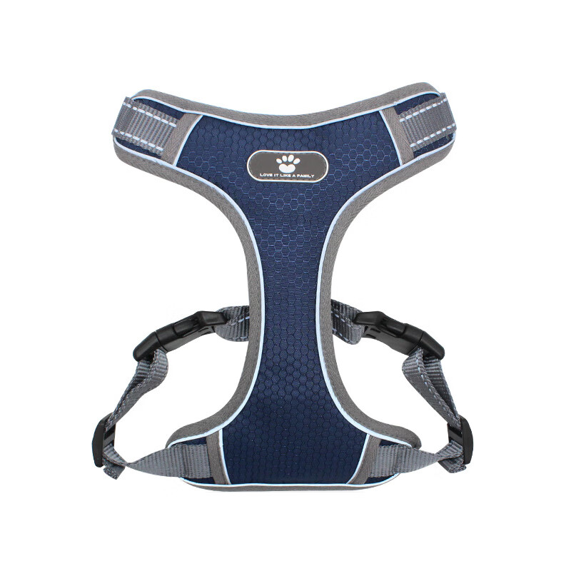 No-pet explosion-proof pet harness, dog leash, small and medium-sized dog Corgi Shiba Inu vest-type harness pet collar, dark blue, including 1.5m leash M, recommended 14-26 catties