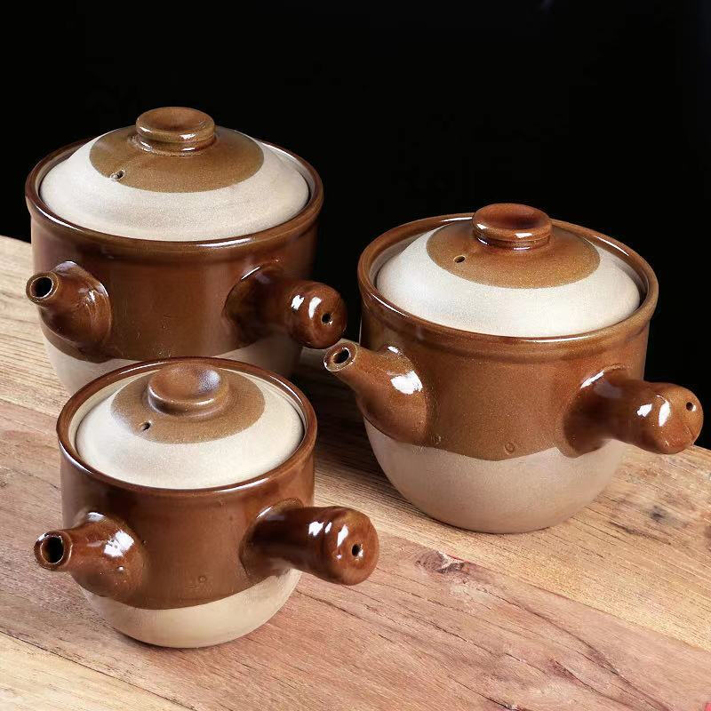 Lan Shengjia old-fashioned medicine pot clay pottery coarse porcelain boiling medicine decoction casserole small fire gas stove use health pot traditional Chinese medicine jar coarse pottery medicine jar/water capacity 3 catties/delivery medicine bag 1500ml