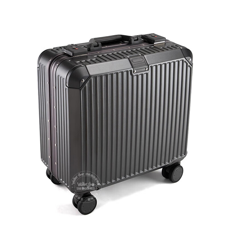 Walker Shop light luxury brand luggage small boarding suitcase trolley case 18 inches lightweight aluminum frame travel box temperament gray 18 inches