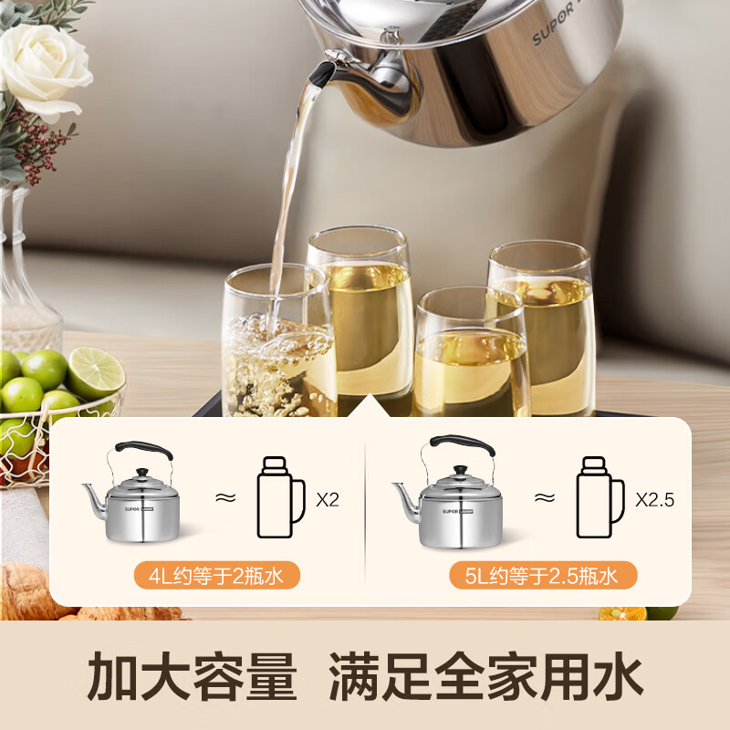 SUPOR kettle 304 stainless steel buzzing kettle induction cooker gas gas universal energy-concentrated kettle bottom thickened and durable 304 stainless steel buzzing kettle 7L