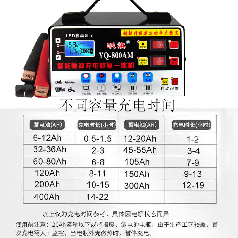 Yueqi battery charger 12v24v general car truck motorcycle motorcycle high power battery charger full self-stop