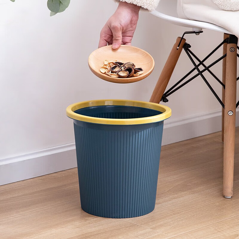 Dafu Rui 3-pack fashionable striped classification trash can with press ring without lid for living room, bedroom and kitchen in random colors