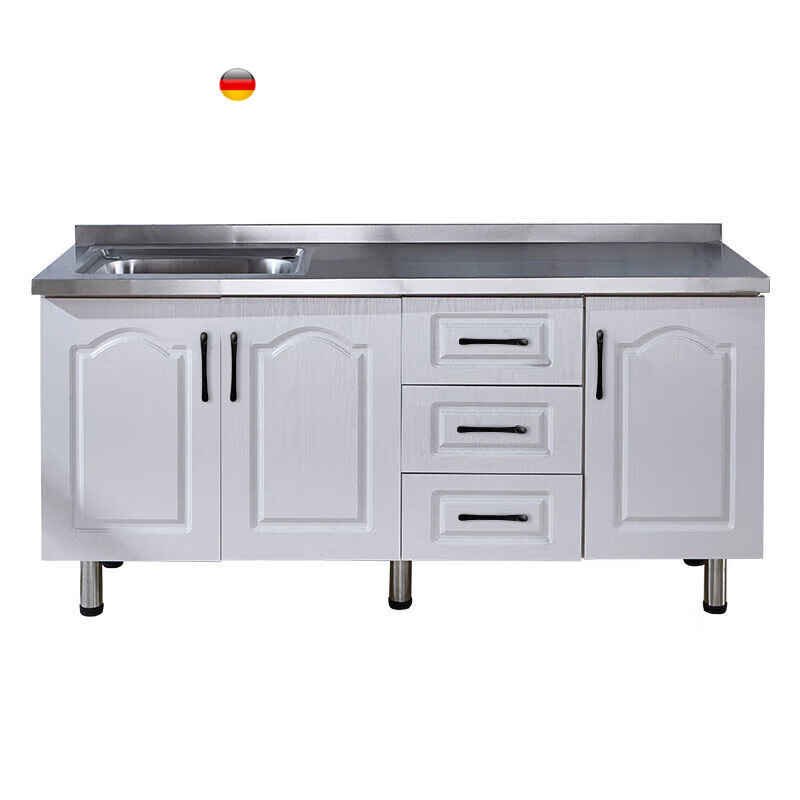 FANCYCHIC simple cabinet rental stainless steel kitchen cabinet sink cabinet kitchen stove cabinet integrated assembly economical 160 three-drawer flat stainless steel countertop thickening