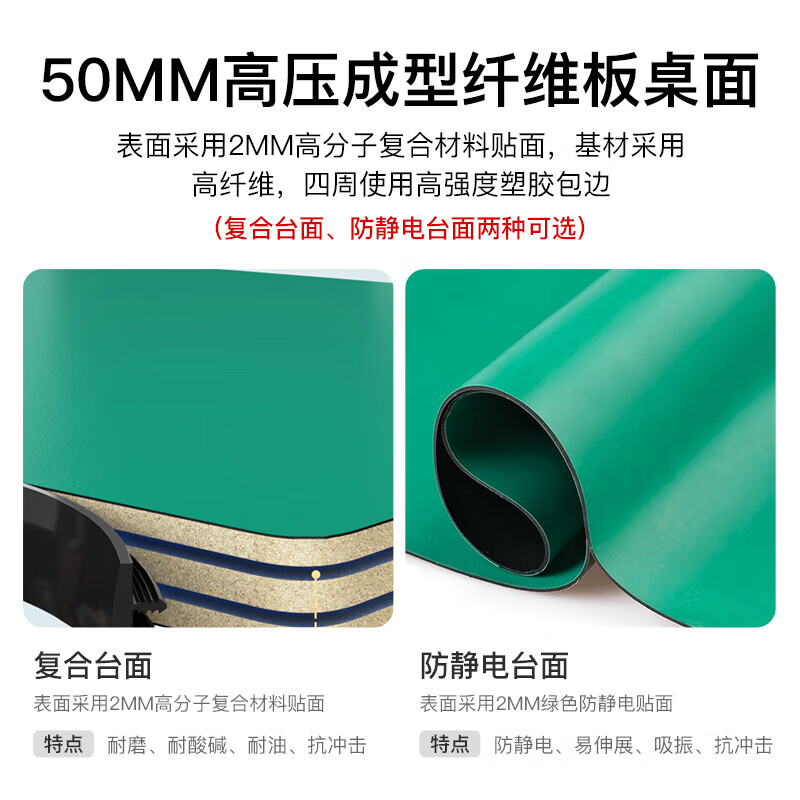 Baigang double-layer fitter workbench anti-static maintenance table factory workshop assembly line heavy object packing table multi-functional experimental operating table 1200*600*800mm