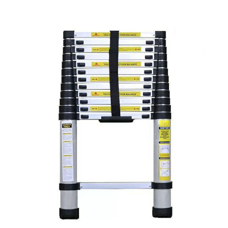Shantou Lincun aluminum alloy single-sided telescopic ladder 2.9m staircase bamboo ladder 8m retractable ladder engineering lifting ladder thickened g2C1 30 steps 2 points 9M single-sided telescopic ladder German standard plus