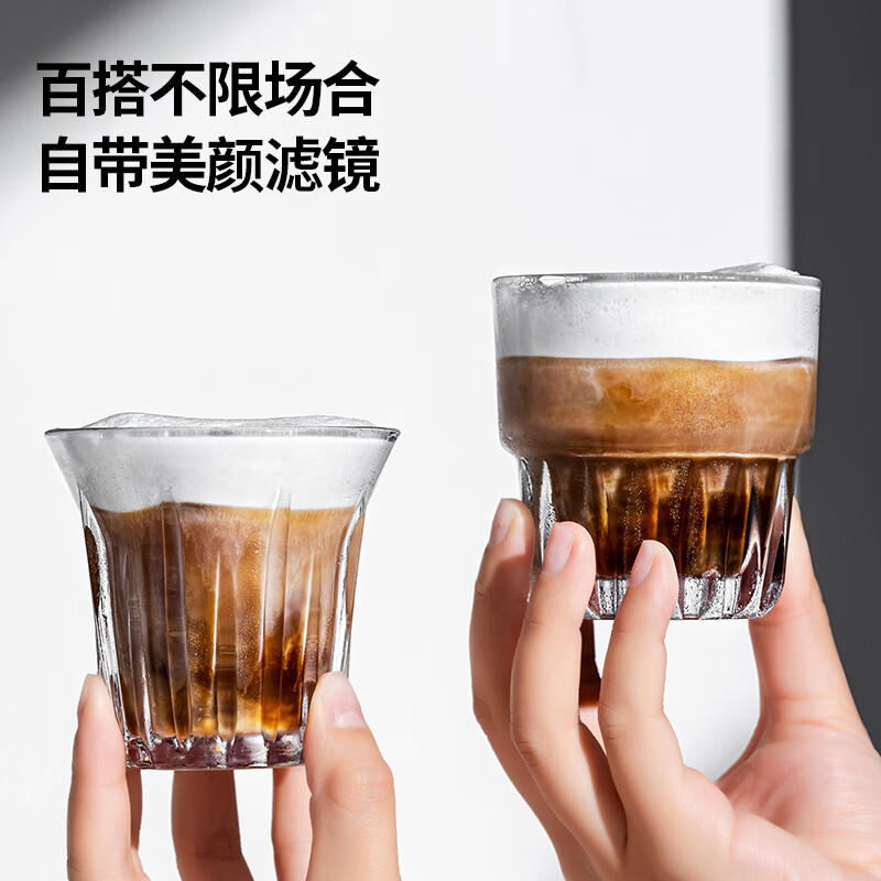 DKO coffee cup household glass cup iced American espresso latte cup retro dirty Australian white cup water cup white wine cup 200ml tempered coffee cup (transparent)