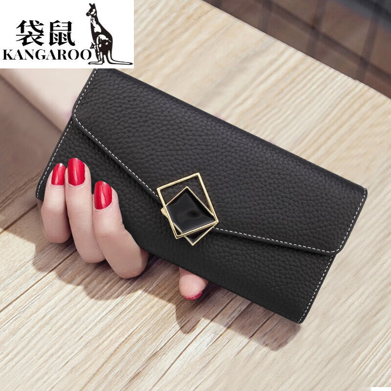 Kangaroo first-layer cowhide long ultra-thin wallet with large capacity for mobile phone 2026 new yellow lucky soft-surface genuine leather wallet Rich yellow-first-layer cowhide (can enlarge mobile phone)