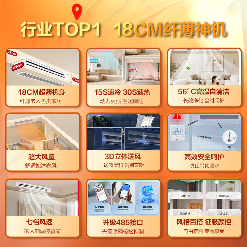 Leader central air conditioner produced by Haier, all-inclusive price, 0 yuan installation, 20% national subsidy, 3 HP Yuanqi air duct machine, one-to-one household air conditioner, new first-level energy efficiency frequency conversion, 3 HP, first-level energy efficiency, Yuanqi super power saving + powerful heating and cooling + sterilization and self-cleaning