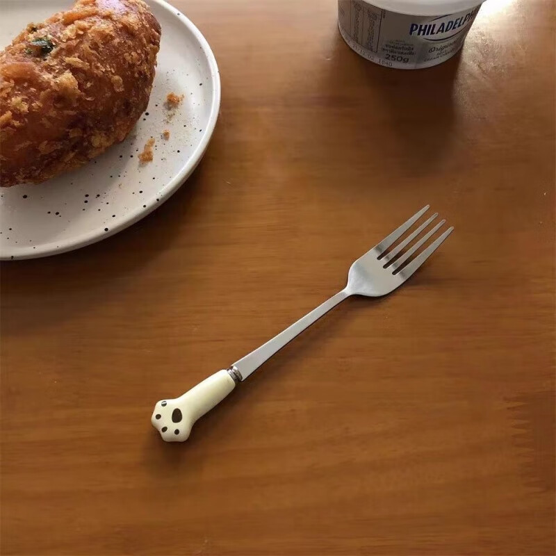 Ye Yu ins portable tableware set spoon, fork and chopsticks three-piece set for office workers, students and children wooden storage box ins rice cat claw #spoon+fork+wooden chopsticks gift box