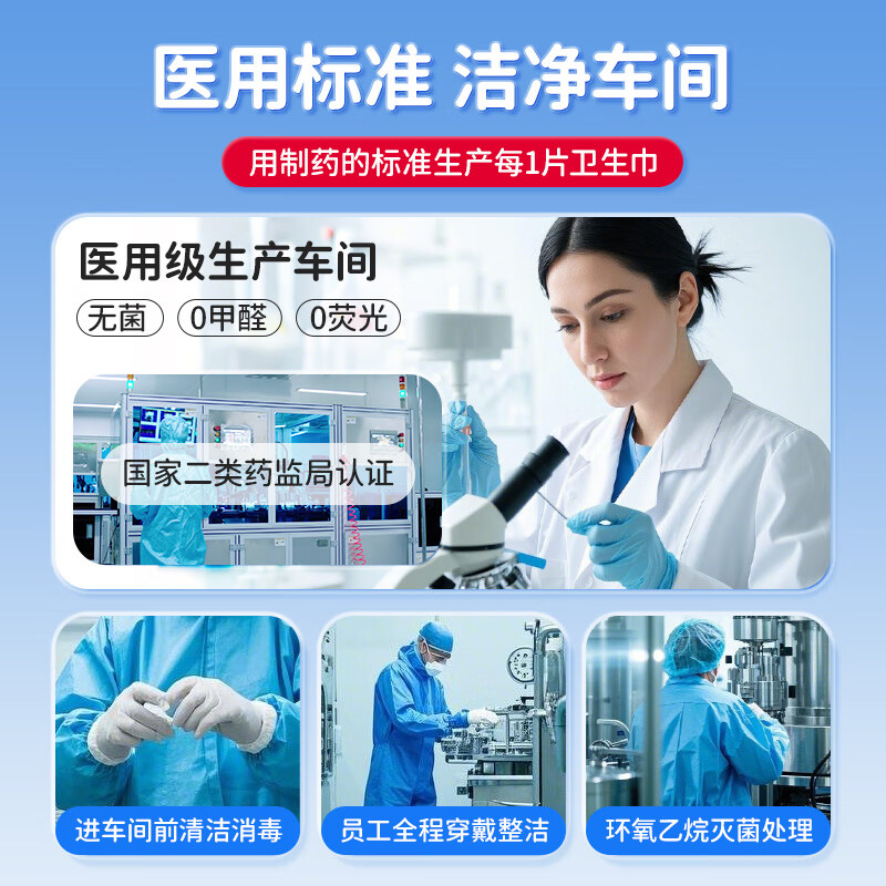 Kefu medical pads, sanitary napkins, size, sterile grade, menstrual care pads, night use, 290mm, 6 pieces/box