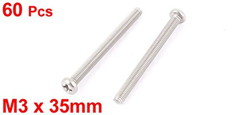 UxcellM3 x 35mm 304 stainless steel Phillips head flat head screw bolts 60 pieces