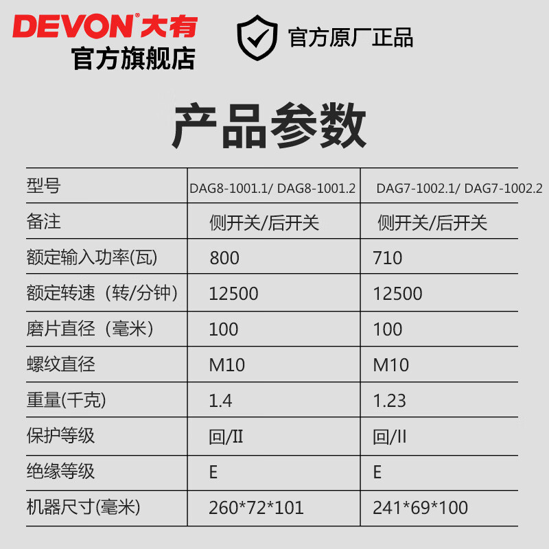 Devon industrial grade angle grinder DAG7 multi-function 100mm fine handle grinder grinder polisher cutting machine 710W side switch standard