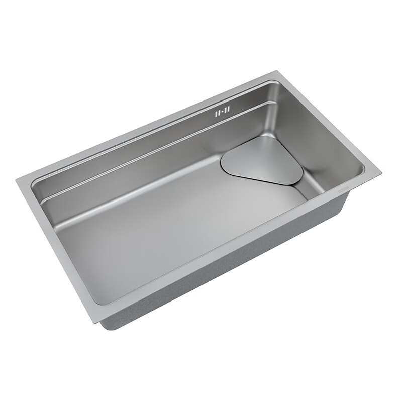 Zhonglang Japanese-style 304 stainless steel brushed embossed nano gray large single-slot thick edge stretch sink vegetable basin 7643 690X430 (double steps)