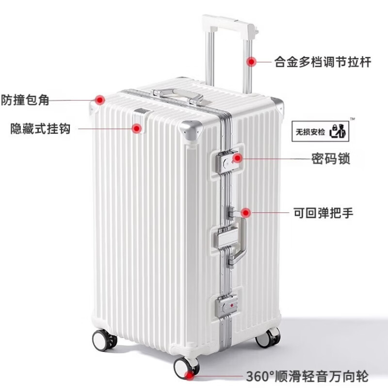 Kangaroo Luggage Large Capacity Aluminum Frame Trolley Case Good-looking Student Sturdy and Durable Password Box Men's Hard Shell Sitable Leather Case Yaoye Black Large Capacity + USB Charging Port + Hook 32 Inch Upgraded Thickening and Deepening + Lifetime Warranty