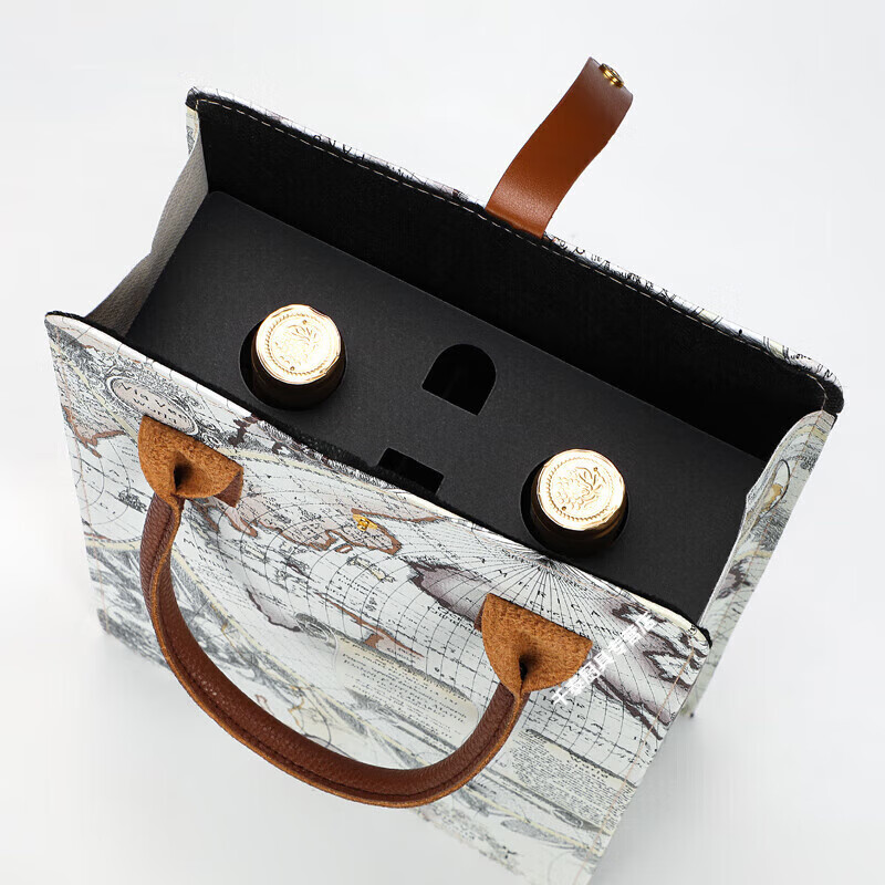 Huazi New Red Wine Packaging Gift Box Empty Box Handbag 2 Wine Double Pack Universal Leather Box Wine Set + Five-Pointed Star Color Double Tote Bag Hard Handle Wine Set +