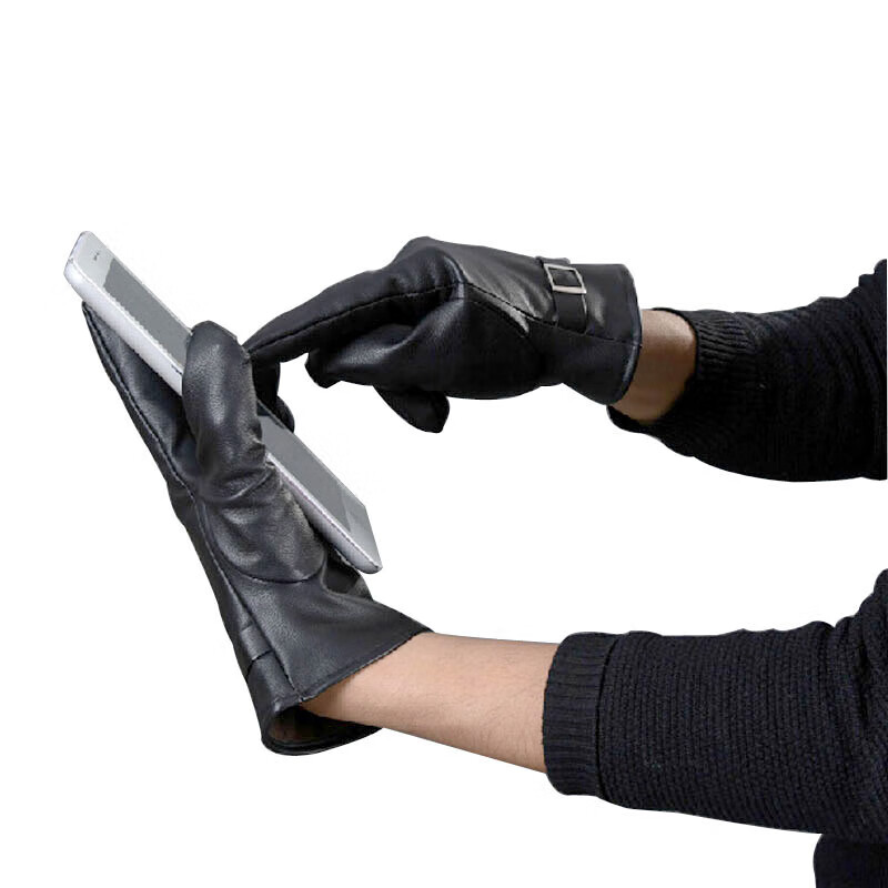 Adandyish men's cycling and driving PU touch screen gloves anti-slip gloves autumn and winter windproof and warm men's PU gloves