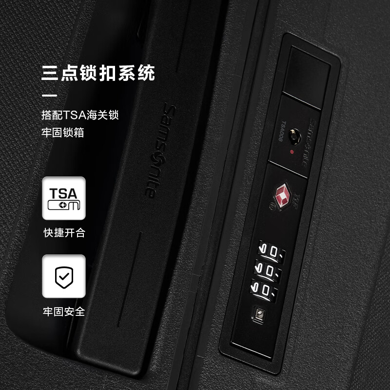 Samsonite suitcase 25-inch trolley case imported large-capacity environmentally friendly travel luggage KM0 black checked password box