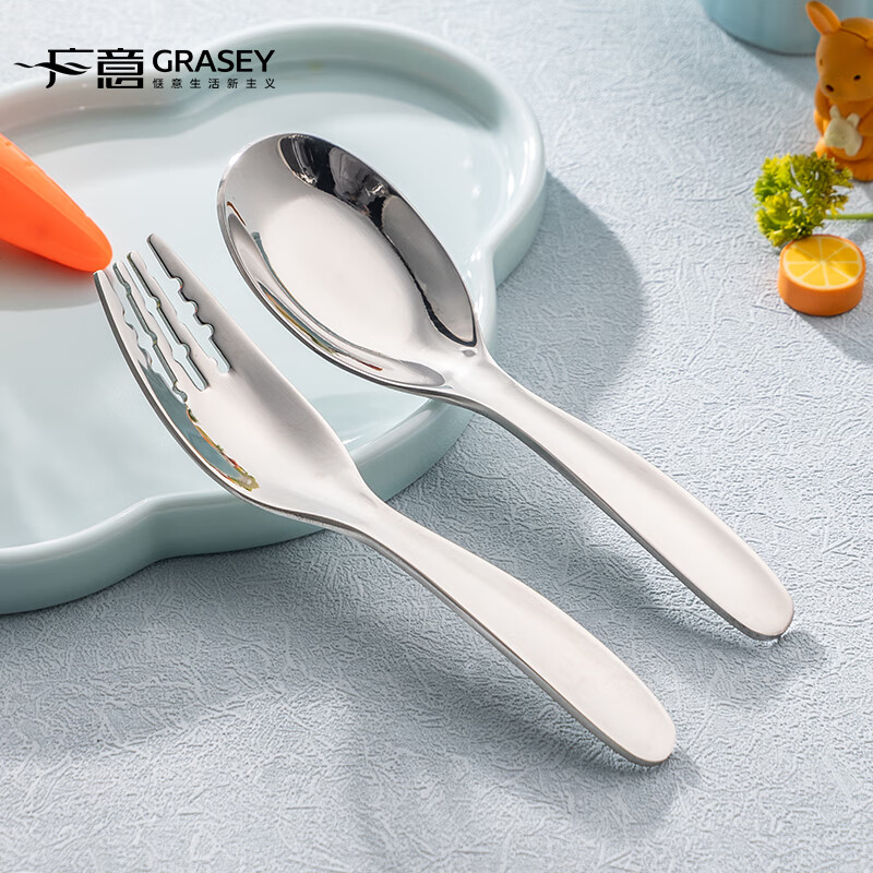 Guangyi 316L stainless steel fork and spoon set fork and spoon tableware household children's eating fork and spoon 2-piece set GY8555