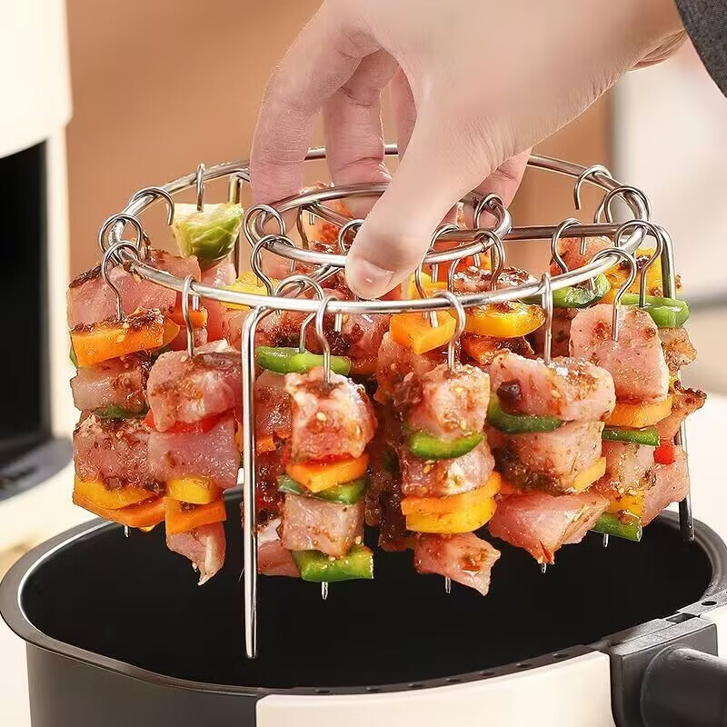 Shijin German quality air fryer hanging grill 316 grill vertical oven stainless steel round skewers grill + 24 skewers 16cm