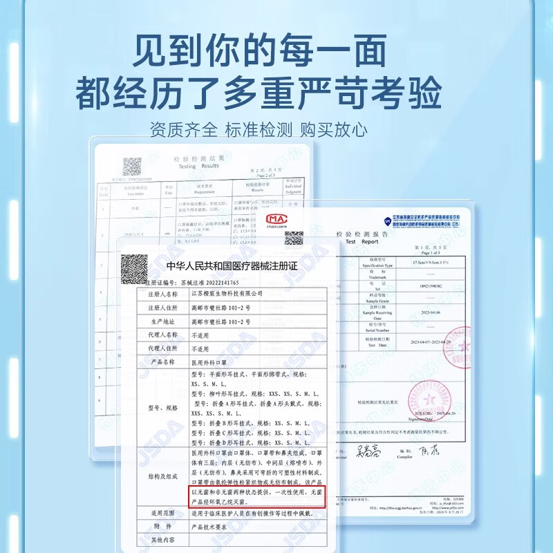 Chu Doctor Medical Surgical Mask Adult Disposable Sterilization Grade Mask Winter Anti-Allergy Protection White 50 Pack