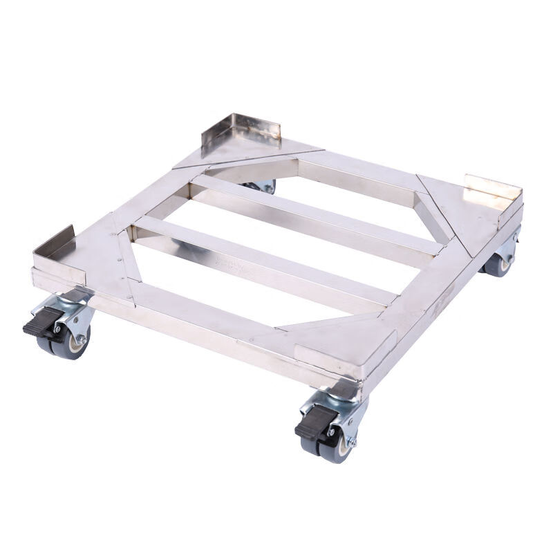 Stainless steel removable refrigerator base washing machine steel plate tripod universal wheel universal bracket storage rack length 45*width 45*conventional double wheels load bearing 440 catties