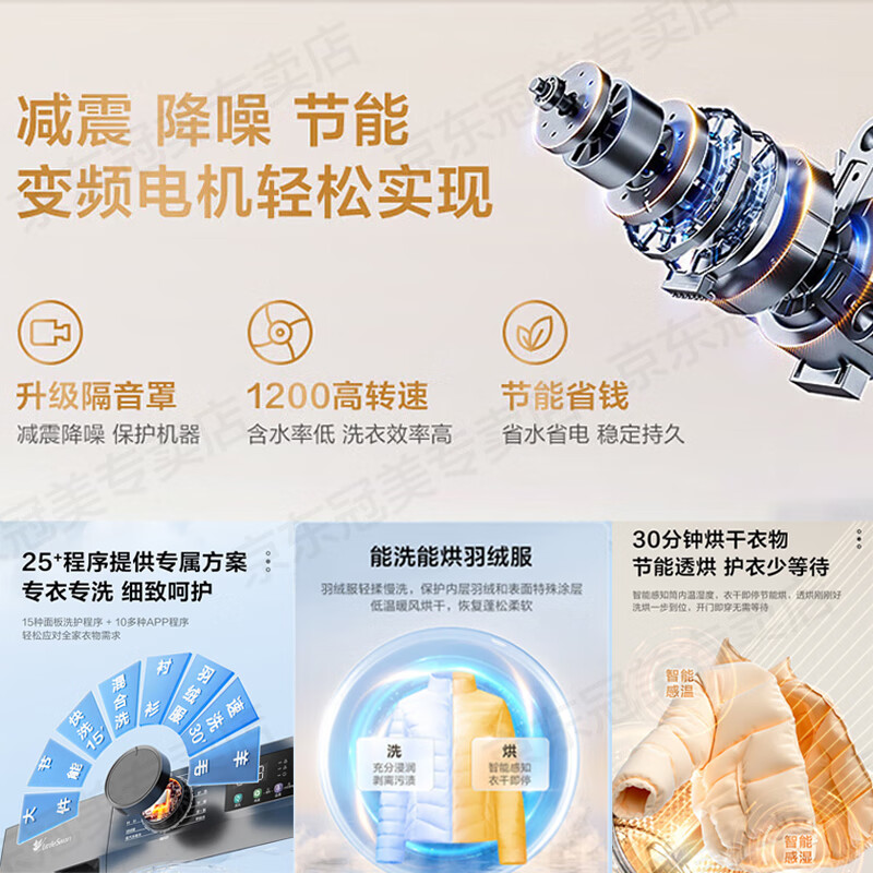 LittleSwan drum washing machine fully automatic 12kg large capacity household frequency conversion energy saving washing and drying integrated washing and drying steam disinfection 1.1 high washing ratio national subsidy TD12V20 thorough drying and odor removal washing and drying integrated 12kg