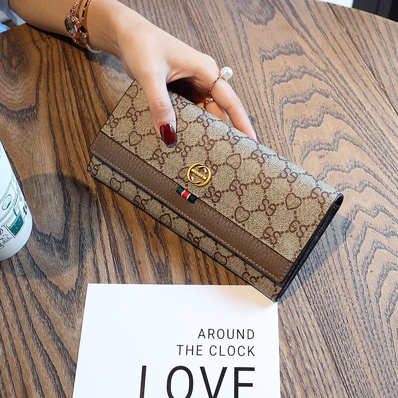 CoknamKtevm women's wallet 2025 new high-end women's small wallet fashionable long simple multi-card slot large capacity clutch dark gray