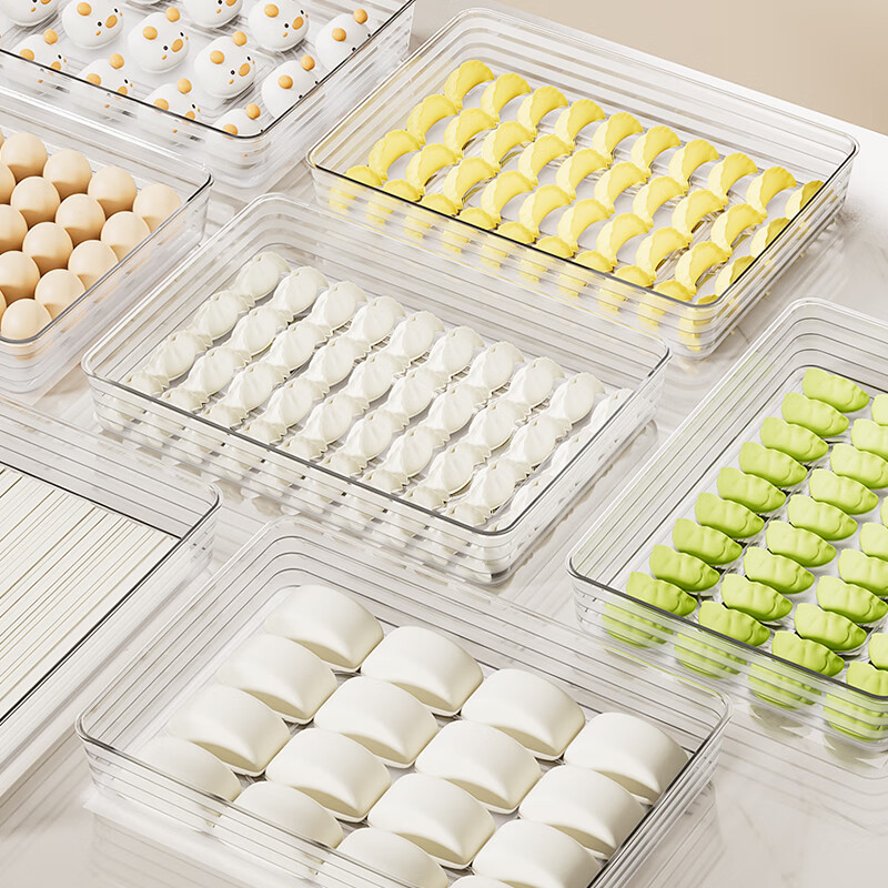 Chino Dumpling Storage Box for Refrigerator Special Food Grade Frozen Dumplings and Wontons Quick Frozen Box Tray for Steamed Buns to Keep Fresh Medium Transparent 2 Layers 2 Covers Thickened Version