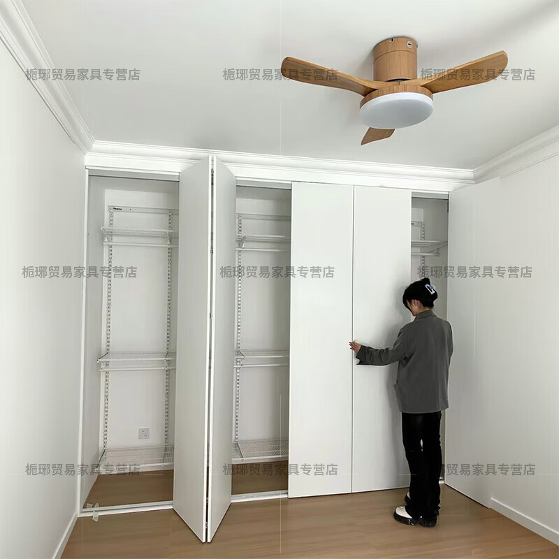 Xingfeng Wardrobe Door Customized Only Door Not Cabinet Wardrobe Door Folding Door Cloakroom Storage Room Invisible Door Sliding Door Bedroom Brown
