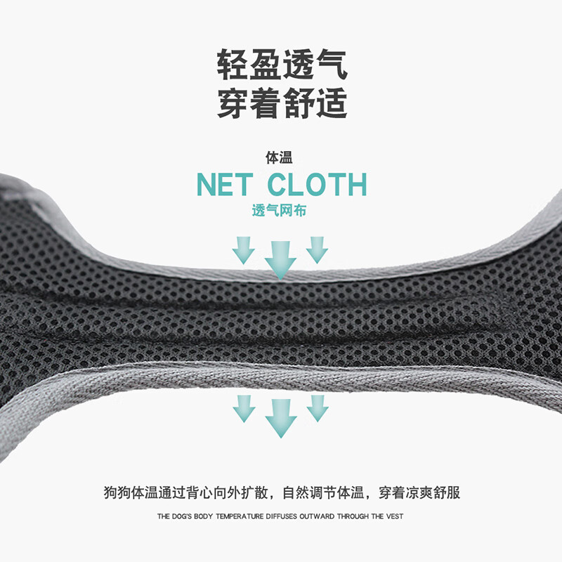 No-pet explosion-proof pet harness, dog leash, small and medium-sized dog Corgi Shiba Inu vest-type harness pet collar, dark blue, including 1.5m leash M, recommended 14-26 catties