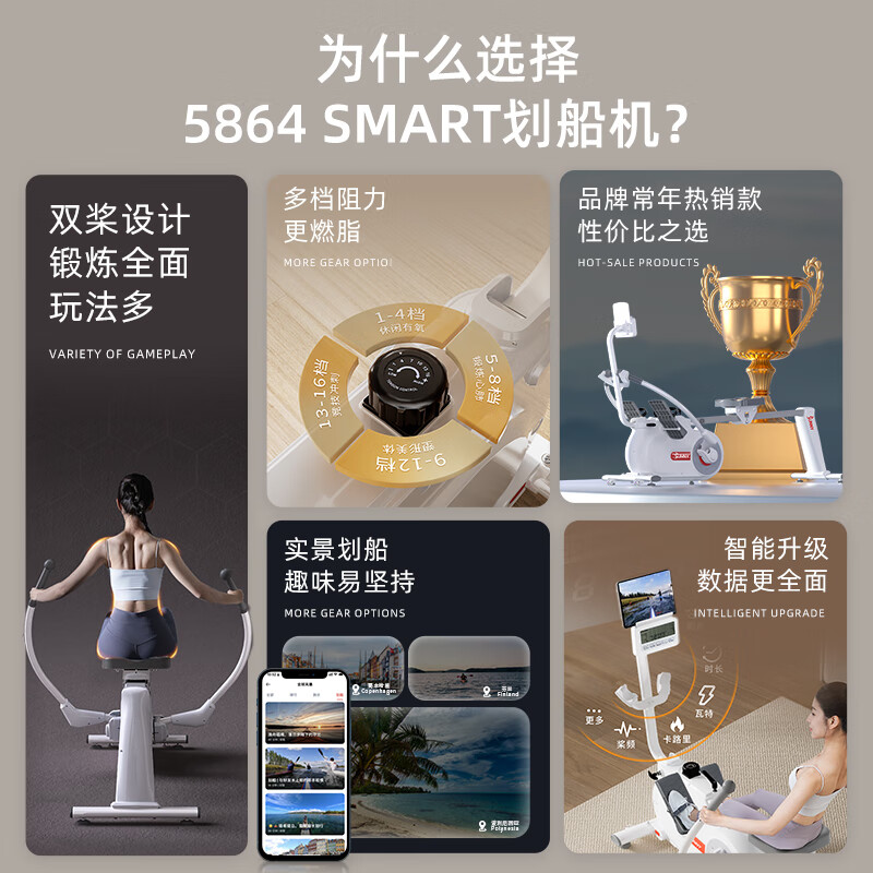 SUNNY sculls rowing machine home magnetically controlled intelligent silent foldable rowing machine indoor weight loss sports fitness equipment elegant white | shoulder exercises | free courses | door-to-door installation