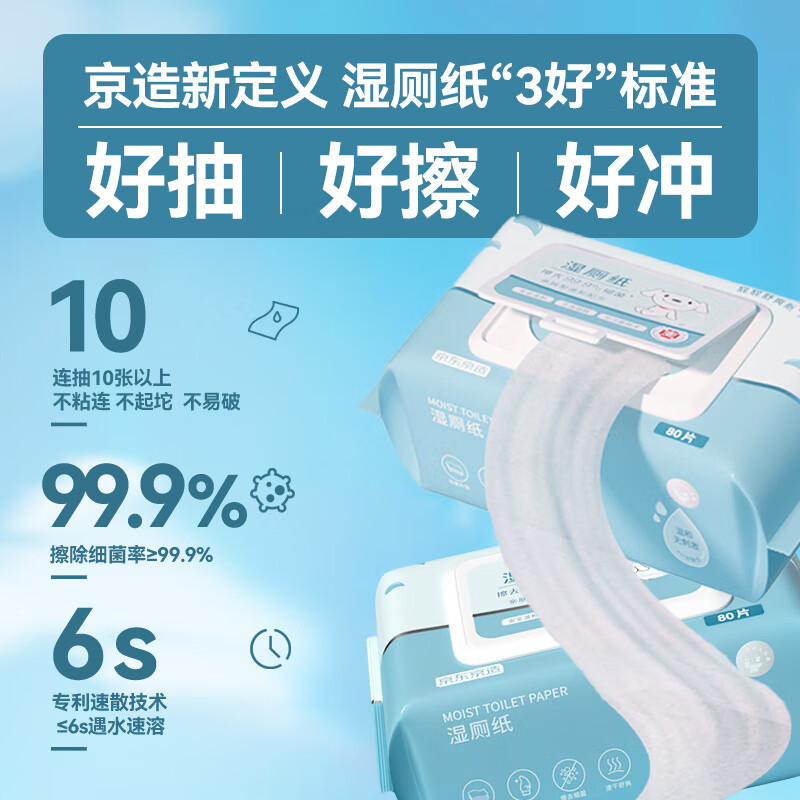 Made in Tokyo, 80 pieces of wet toilet paper * 6 packs, family pack, clean wet tissue toilet paper, thick and quick to loose