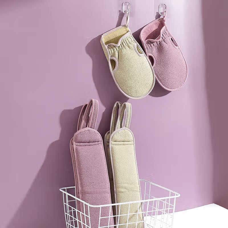 Aristocratic family bath towel with back strip, double-sided back rub for men and women, powerful bath towel artifact for back rub, decontamination and mud rub, long strip, graphene-dark purple