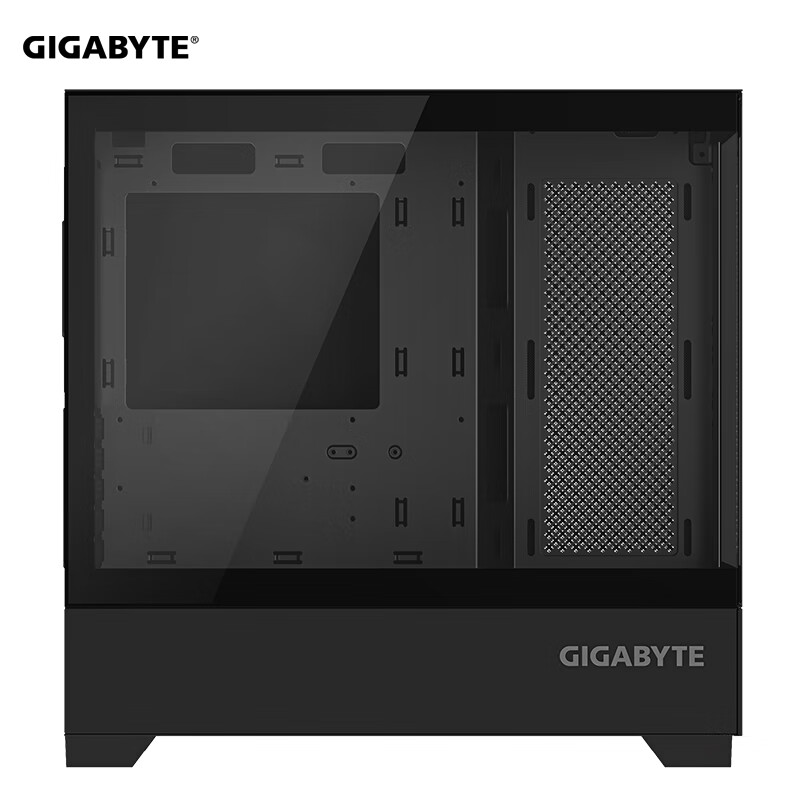 95% new GIGABYTE C201G panoramic upper and lower compartment chassis, blackened tempered glass side transparent, compatible with top 360/side 240 water cooling, quick-release dust filter, black M-ATX